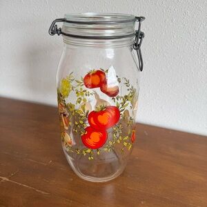 Arcoroc France Vegetable Jar, Vintage ½ Gallon Clear Glass Canister